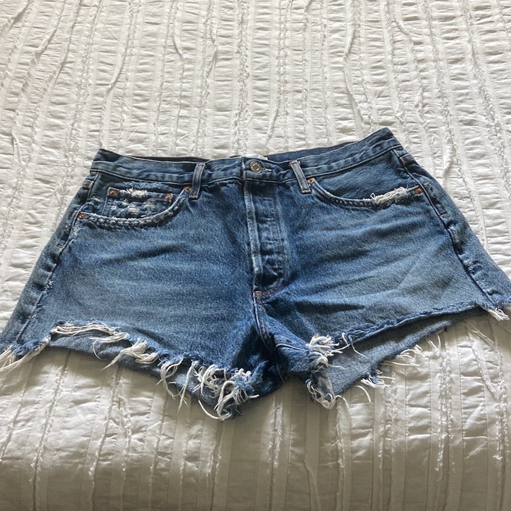 AGOLDE Distressed Denim Shorts